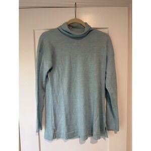Talbots Women's Pure Merino Wool Light Blue Turtleneck Sweater Medium